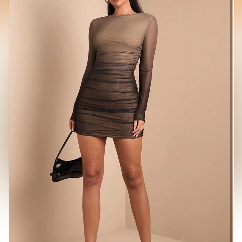 NWOT Milumia Women's Ombre Mesh Long Sleeve Mini Dress